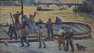 La fin de la journée. Débardeurs de ciment